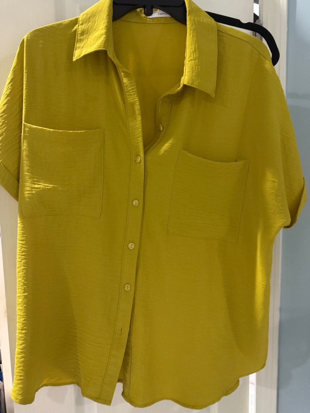 Timing Yellow Button-Down Short Sleeve Shirt